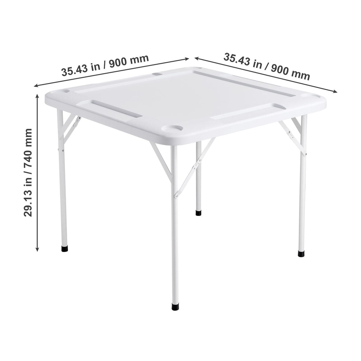 Mahjong Table, 4 Player Folding Domino Table with Wear-Resistant Green Tabletop, Portable Square Card Table with 4 Cup Holders & 4 Chip Trays for Mahjong Poker Puzzles, 35.4 x 35.4-inch