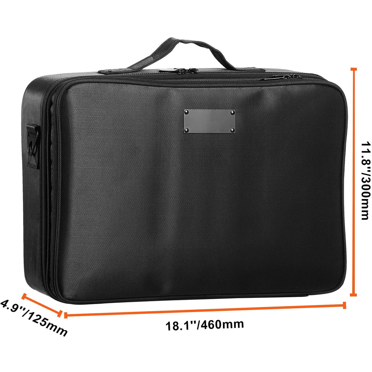Makeup Train Case Large Storage 3 Tiers, Convenient Carry With Handle, Strap, Professional Waterproof Oxford Makeup Storage Organizer Box, Heavy Duty Make Up Carrier, Black