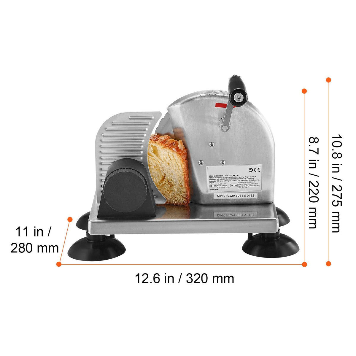 Manual Bread Slicer, 0-6" Adjustable Thickness Cheeser Butter Cutting, Micro-Serrated Stainless Steel Blade, Aluminum Alloy Commercial Cheese Slicer for Kitchen, Restaurant, Bakery, Party