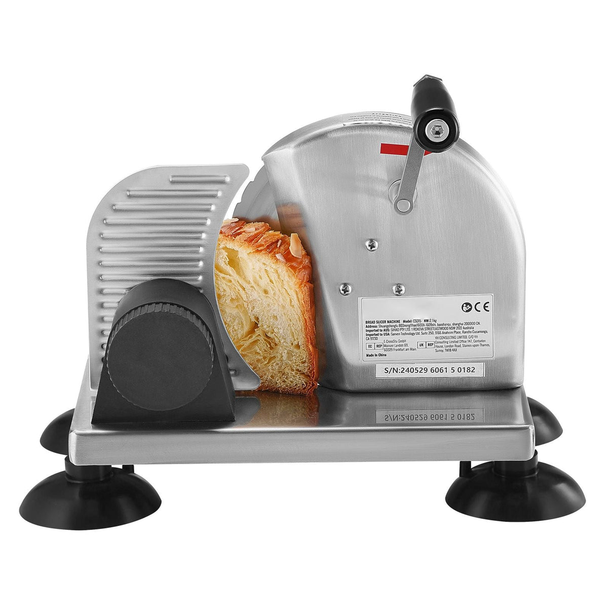 Manual Bread Slicer, 0-6" Adjustable Thickness Cheeser Butter Cutting, Micro-Serrated Stainless Steel Blade, Aluminum Alloy Commercial Cheese Slicer for Kitchen, Restaurant, Bakery, Party