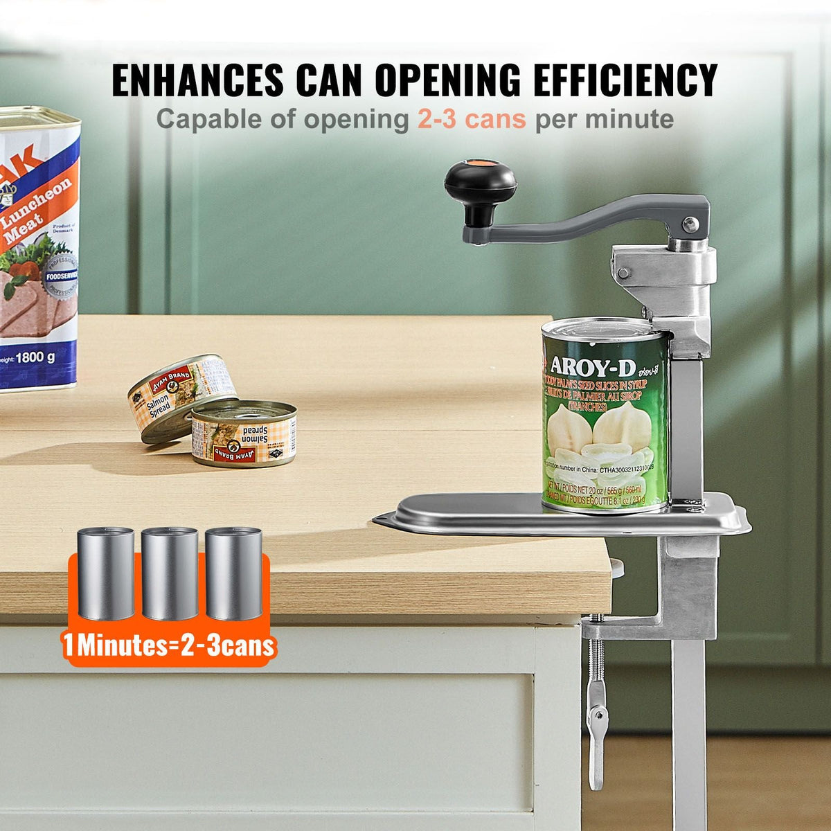 Manual Can Opener, Commercial Table Clamp Opener for Large Cans, Heavy Duty Can Opener with Base, Adjustable Height Industrial Jar Opener For Cans Up to 11.8" Tall, for Restaurant Hotel Home Bar
