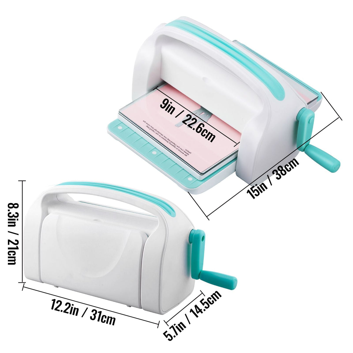 Manual Die Cutting & Embossing Machine, Portable Cut Machines, 9 inch Opening Scrapbooking Machine Full Kit Included, For Arts & Crafts, Scrapbooking, Card Making and Crafting, White