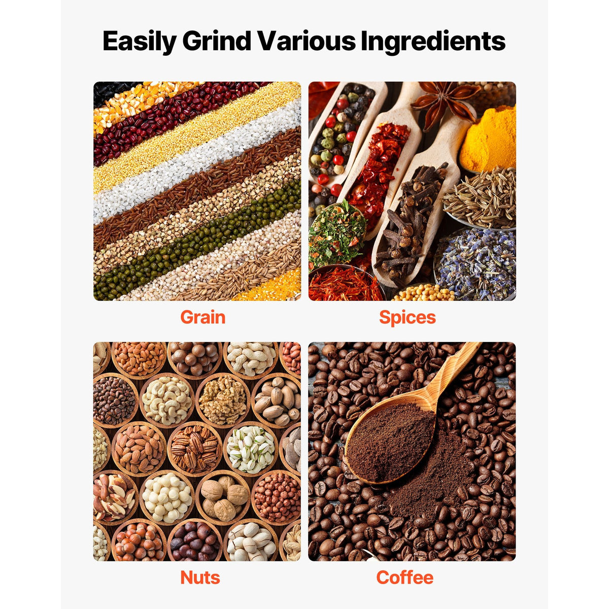 Manual Grain Mill with High Hopper, Hand-Crank Corn Grinder, Heavy Duty Cast Iron Wheat Grinding Mill with Stable Table Clamp for Grains Spices Coffee Beans Nuts