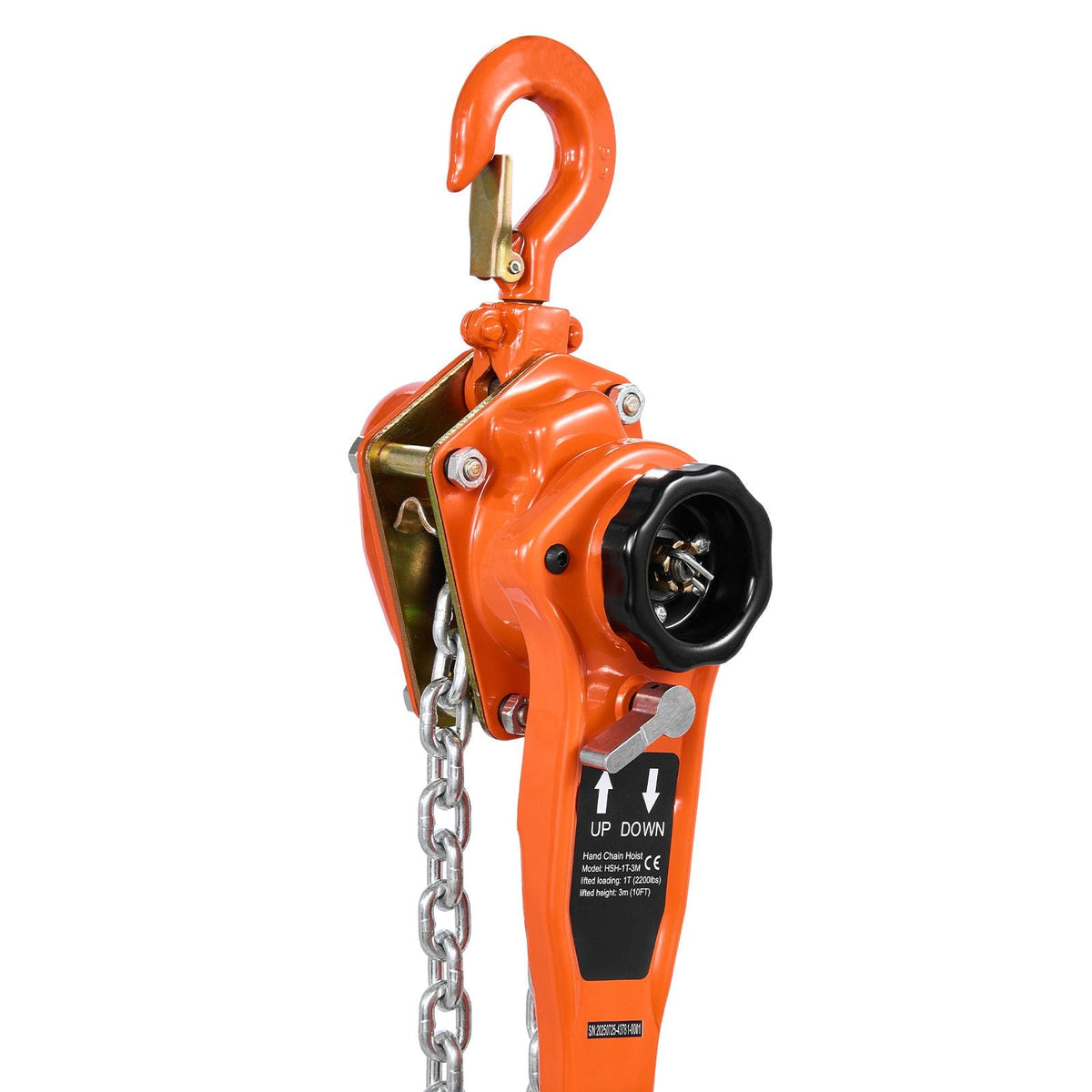 Manual Lever Chain Hoist, 1T 2200LBS Capacity Heavy Duty Come Along, 10FT Lift G80 Alloy Steel Chain With Dual Pawl Mechanical Brake,360°Rotating Hooks, for Warehouse Construction Garage