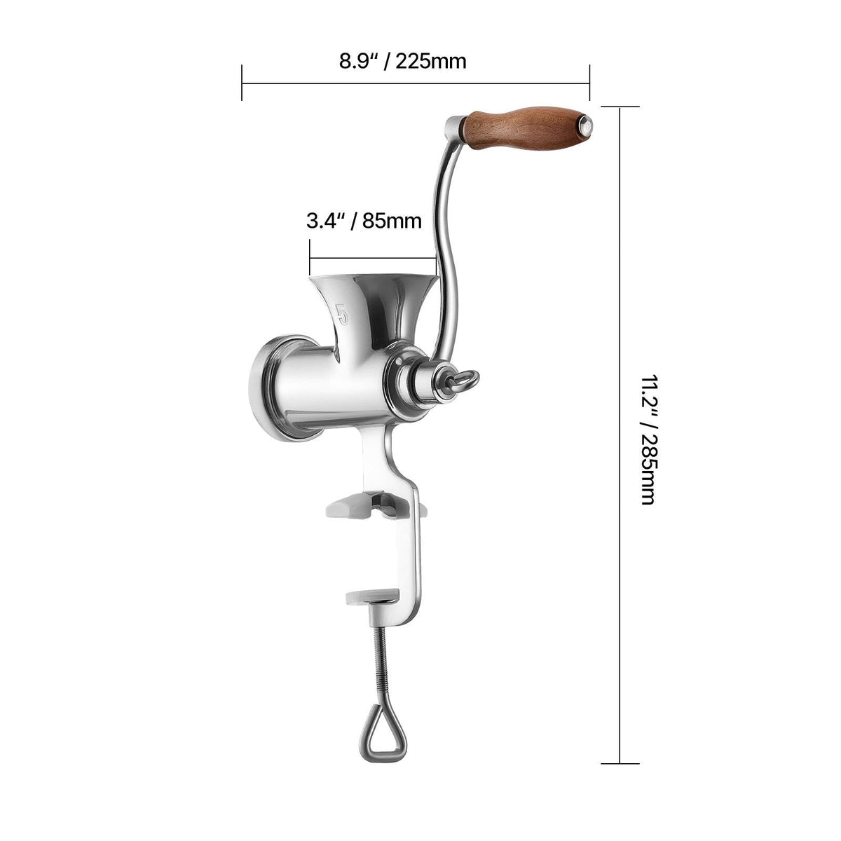 Manual Meat Grinder, 304 Stainless Steel Hand Crank Meat Mincer with Steel Table Clamp, Sausage Stuffer with 2 Cutting Plates & 4 Sausage Tubes, Food Grinder for Beef Chili Pork Kitchen Tabletop