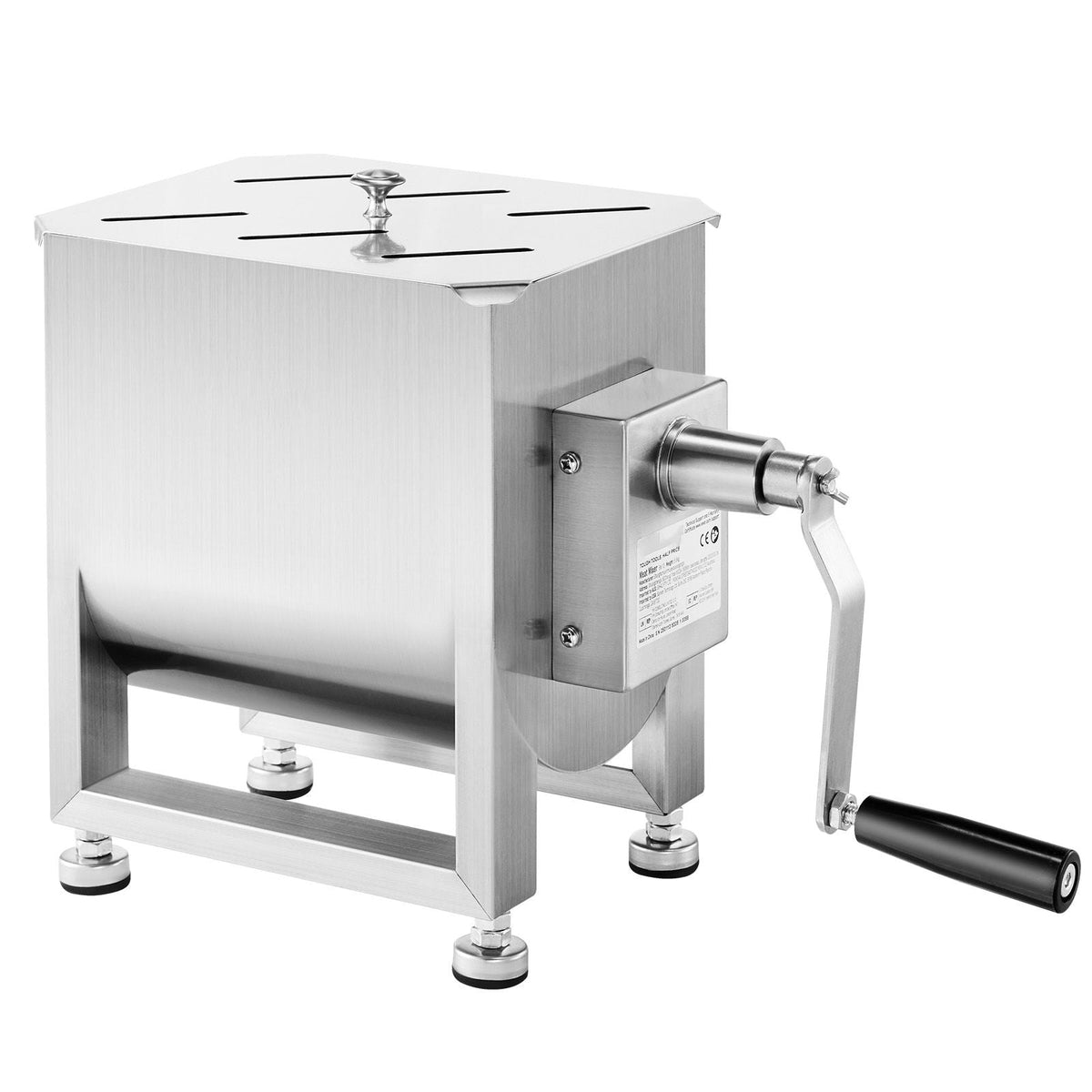 Manual Meat Mixer, 10L Fixed Tank Meat Processing Equipment(Mixing Max 15LBS for Meat), Stainless Steel Meat Mixer, Sausage Mixer Machine with Lid Handle Gear Reducer, Ground Beef Hand Mixer