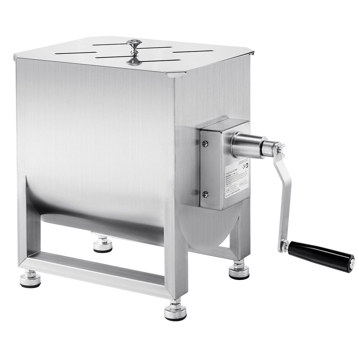 Manual Meat Mixer, 20L Fixed Tank Meat Processing Equipment(Mixing Max 30LBS for Meat), Stainless Steel Meat Mixer, Sausage Mixer Machine with Lid Handle Gear Reducer, Ground Beef Hand Mixer