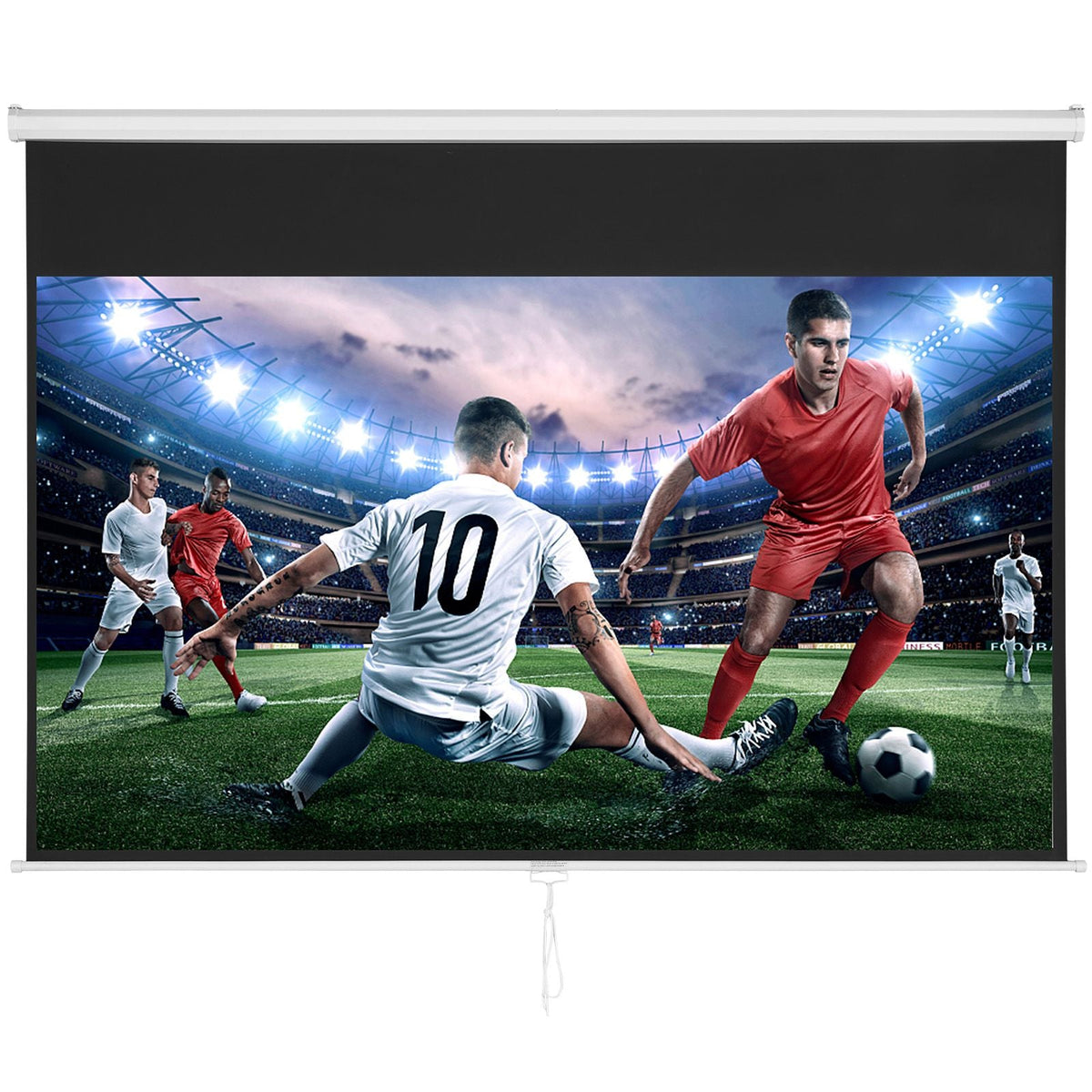 Manual Projector Screen, 100 inch 16:9 4K 1080 HD Retractable Pull Down Projector Screen, Auto-Locking Portable Movie Screen for Family Home Office Theater