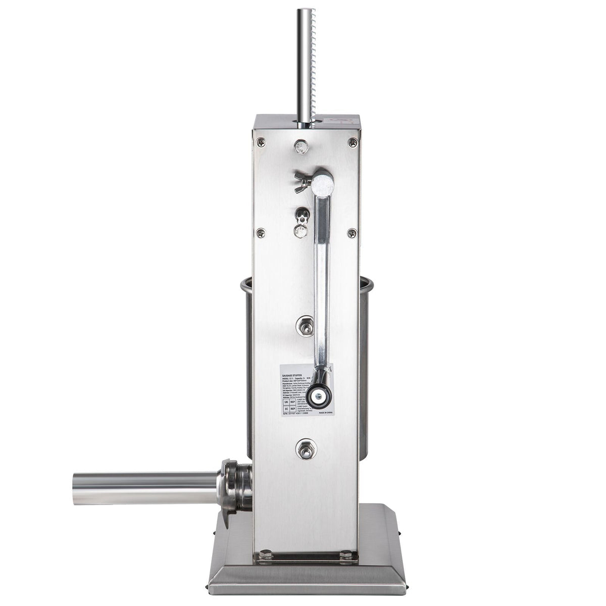 Manual Sausage Stuffer, 5LBS/3L Capacity, Two Speed 304 Stainless Steel Vertical Sausage Stuffer, Sausage Filling Machine with 4 Stuffing Tubes, Suction Base for Household or Commercial Use