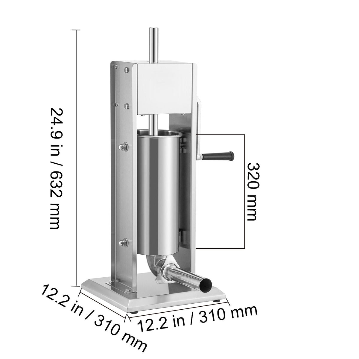 Manual Sausage Stuffer, 8LBS/5L Capacity, Two Speed 304 Stainless Steel Vertical Sausage Stuffer, Sausage Filling Machine with 4 Stuffing Tubes, Suction Base for Household or Commercial Use