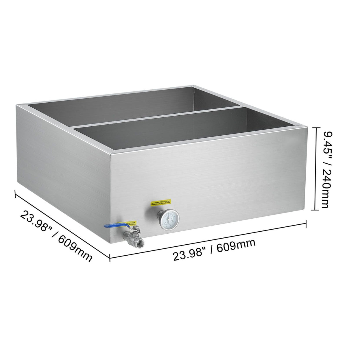 Maple Syrup Evaporator Pan, 23.6 Gallon, 343 Cups of 8.8oz Maple Syrup, Flat Evaporator Pan with Thermometer, 1 Valve and 3 Heating Methods, 304 Stainless Steel Maple Syrup Pan for Home, Outdoor