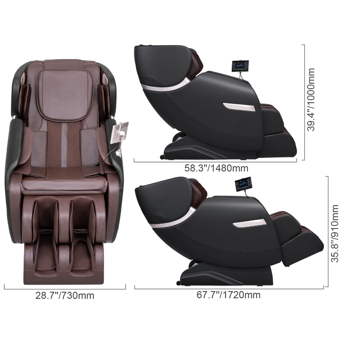 Massage Chair - Full Body Zero Gravity Recliner with Multi Auto Modes, 3D Shiatsu, Heating, Bluetooth Speaker, Airbag, Foot Roller, and Touch Screen