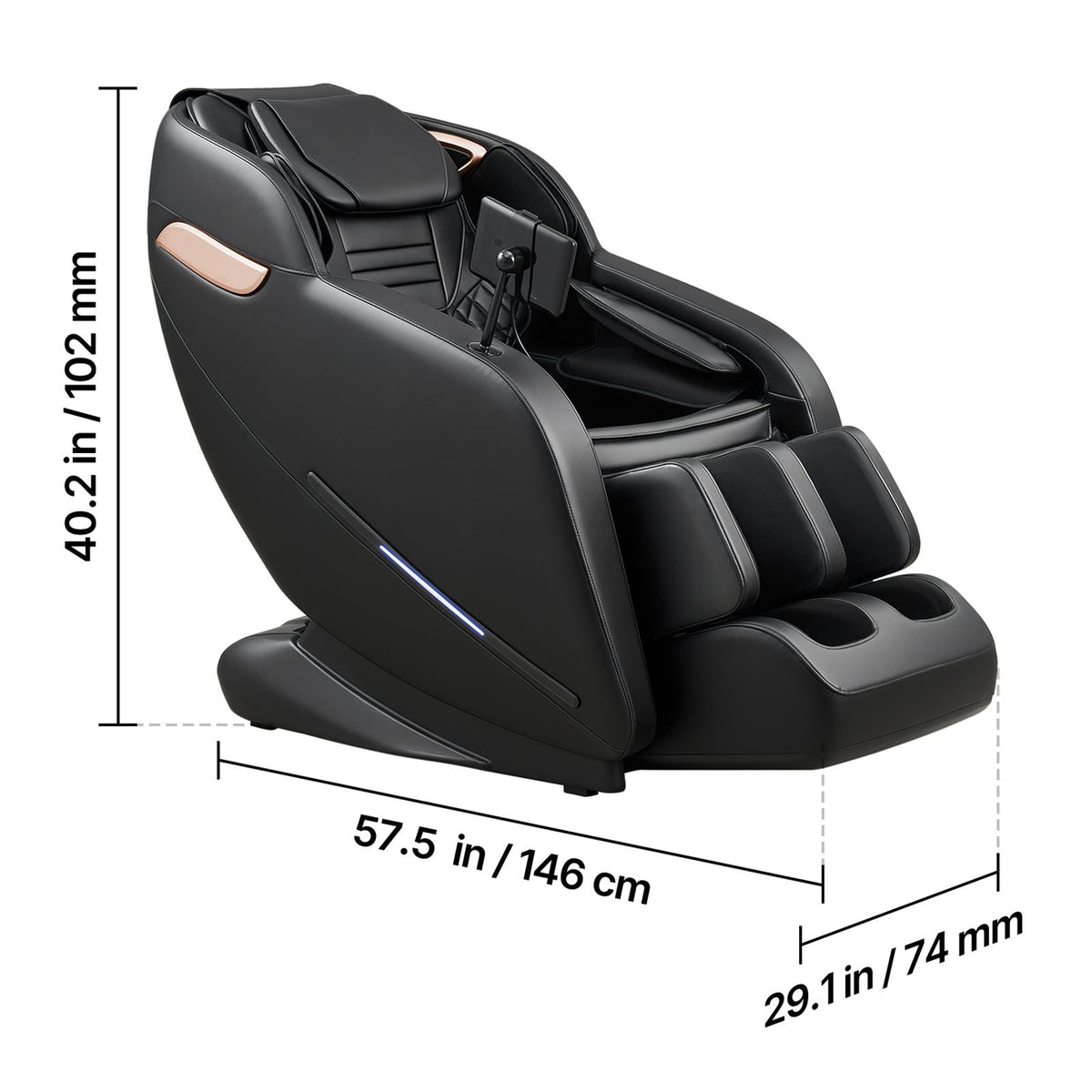 Massage Chair, 3D Zero-Gravity Full Body Massage Chair with Extendable Footrest, Automatic Modes, Airbags, Waist & Leg Heating, Bluetooth Speaker, Touchscreen Control, for Home and Office Use