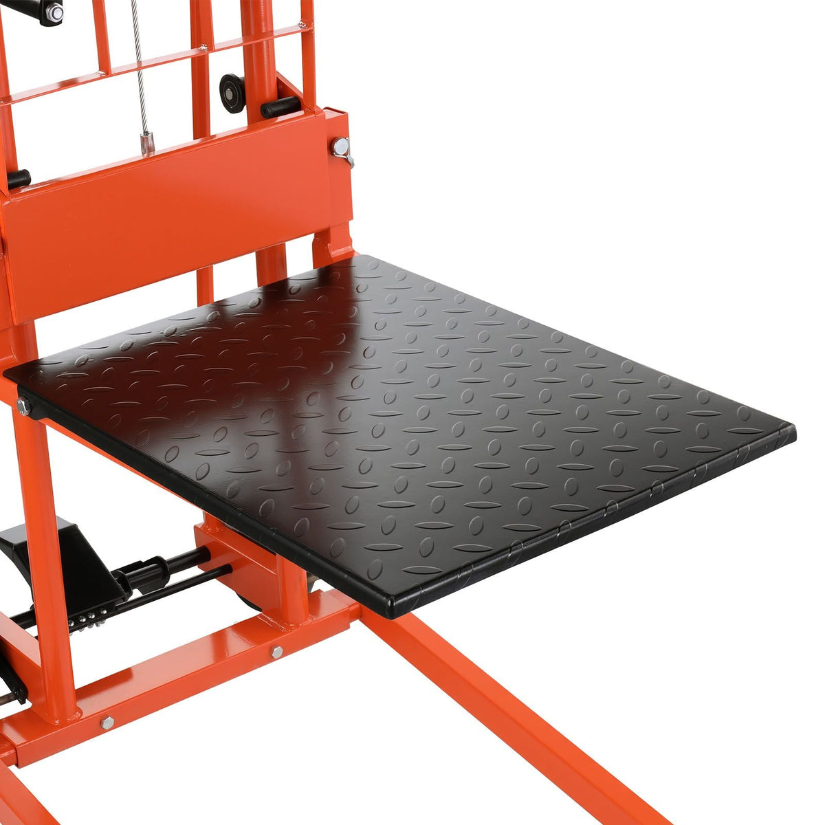Material Lift Winch Stacker, 330 lbs Capacity Pallet Truck Dolly, 42.9 in Max Lifting Height Manual Winch Stacker, Multifunctional Manual Pallet Truck Stacker with Swivel Casters and Lift Plate