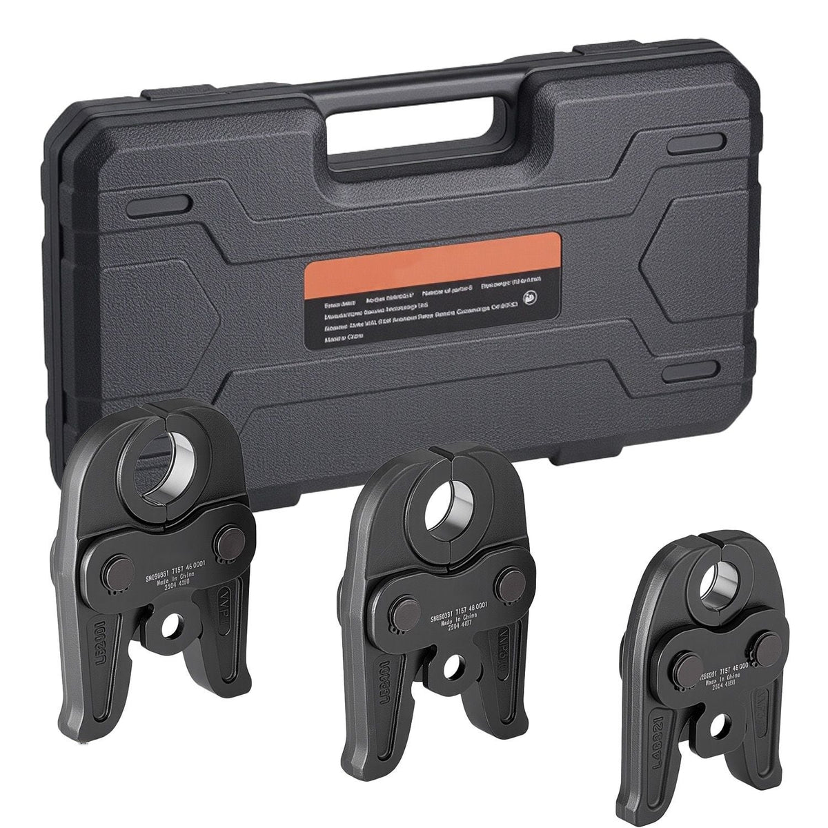 MegaPress Jaws, 3PCS Pressing Jaws 1/2", 3/4" & 1" for MegaPress Carbon Steel Pipes, Compatible with Standard Press Tools, Includes Carrying Case