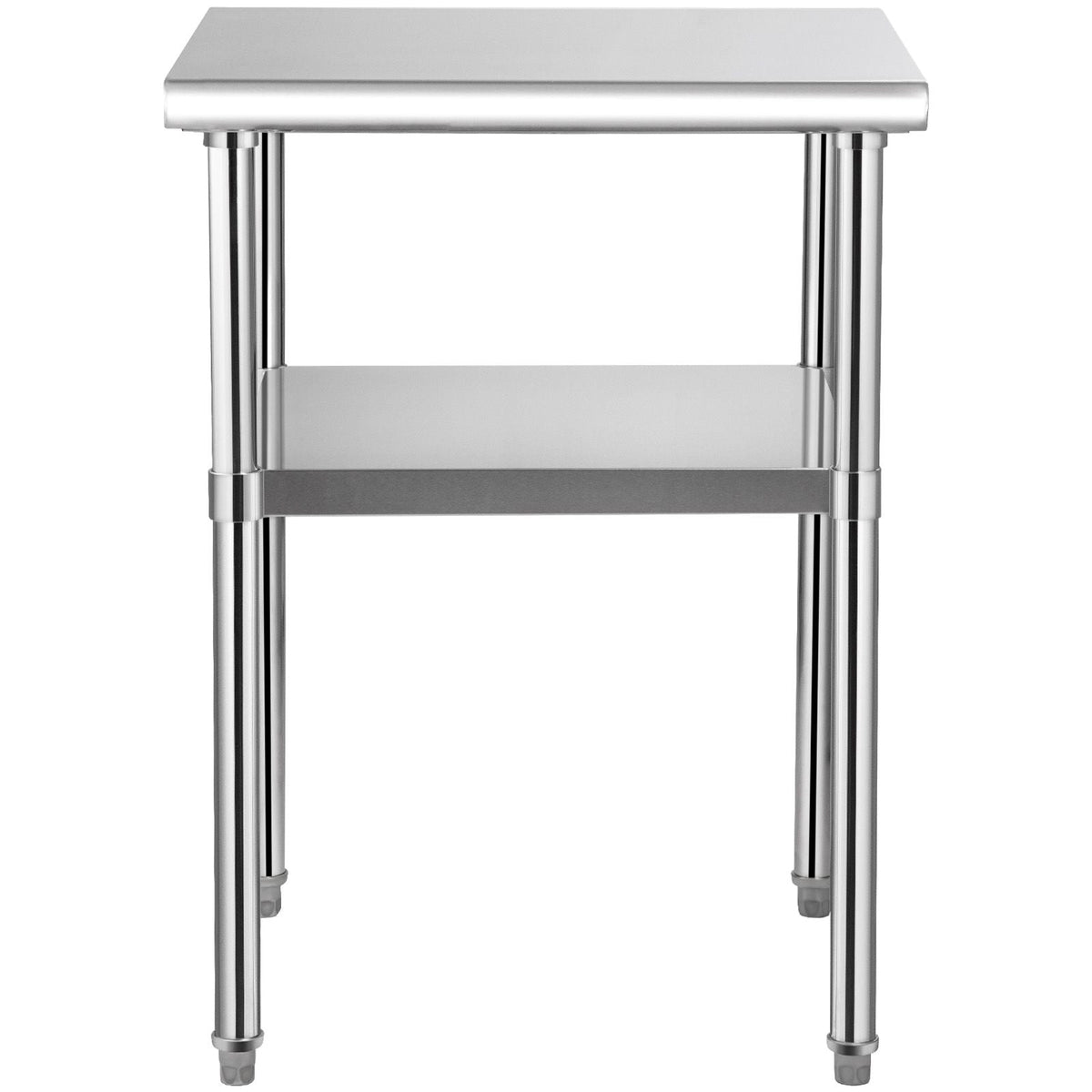 Mesa de preparación de acero inoxidable, 24 x 24 x 36 pulgadas, capacidad de carga de 600 libras, mesa de trabajo de metal resistente con estante inferior ajustable y ruedas universales, estació