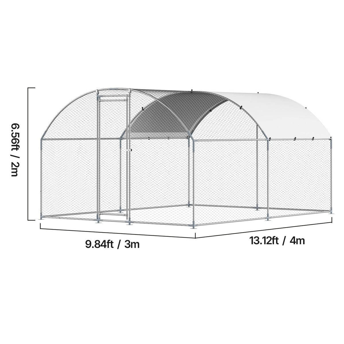 Metal Chicken Coop, 9.8x13.1x6.5 ft Large Walk-in Chicken Runs with Cover, Doom Roof Hen House Enclosure with Security Lock, Outdoor Duck Rabbit Cage Poultry Pen for Backyard, Farm, Yard