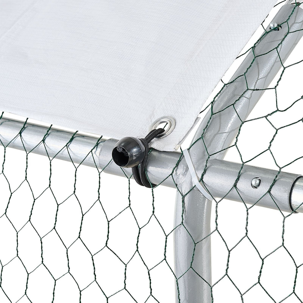 Metal Chicken Coop, 9.8x13.1x6.5 ft Large Walk-in Chicken Runs with Cover, Doom Roof Hen House Enclosure with Security Lock, Outdoor Duck Rabbit Cage Poultry Pen for Backyard, Farm, Yard