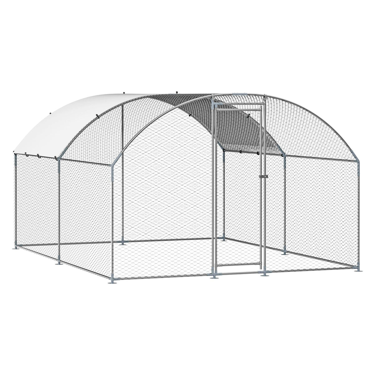 Metal Chicken Coop, 9.8x13.1x6.5 ft Large Walk-in Chicken Runs with Cover, Doom Roof Hen House Enclosure with Security Lock, Outdoor Duck Rabbit Cage Poultry Pen for Backyard, Farm, Yard