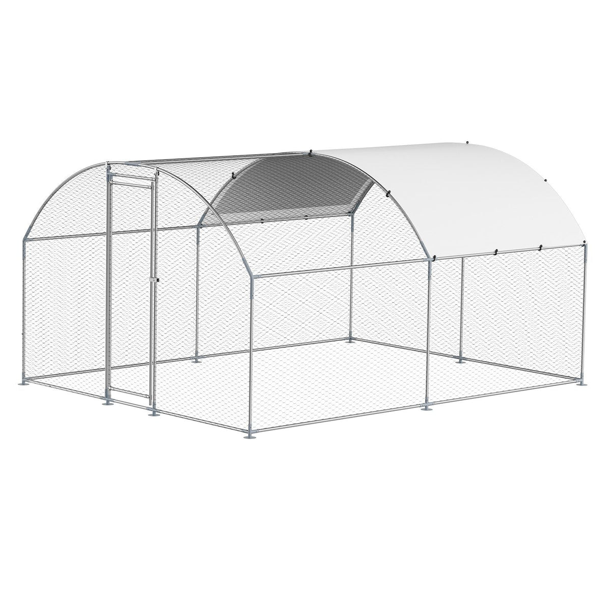 Metal Chicken Coop, 9.8x13.1x6.5 ft Large Walk-in Chicken Runs with Cover, Doom Roof Hen House Enclosure with Security Lock, Outdoor Duck Rabbit Cage Poultry Pen for Backyard, Farm, Yard
