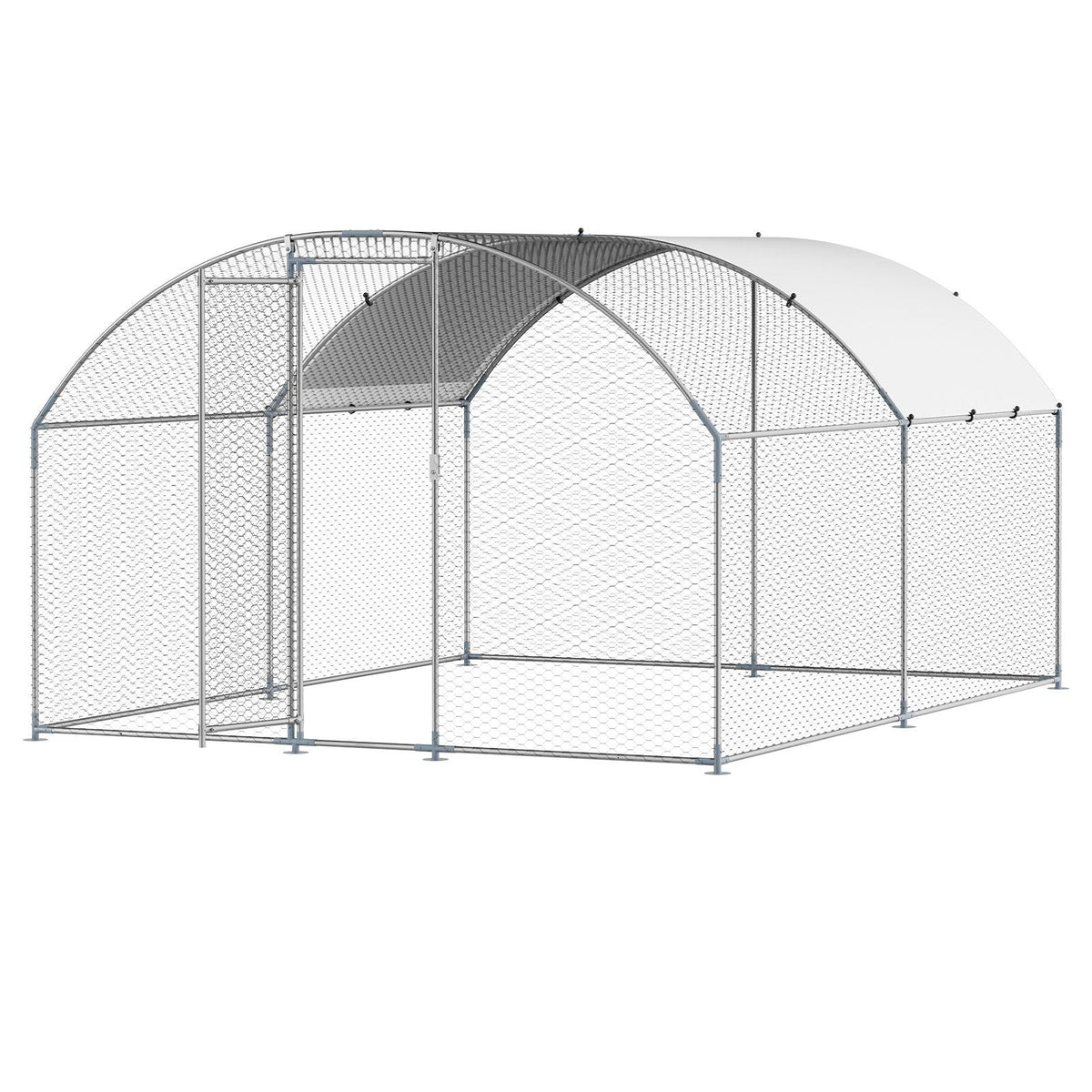 Metal Chicken Coop, 9.8x13.1x6.5 ft Large Walk-in Chicken Runs with Cover, Doom Roof Hen House Enclosure with Security Lock, Outdoor Duck Rabbit Cage Poultry Pen for Backyard, Farm, Yard