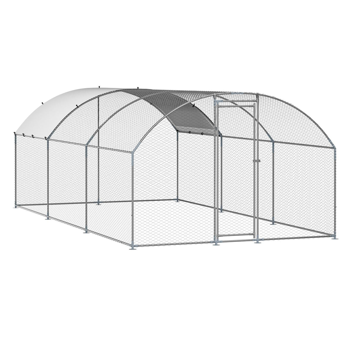 Metal Chicken Coop, 9.8x19.3x6.5 ft Large Walk-in Chicken Runs with Cover, Doom Roof Hen House Enclosure with Security Lock, Outdoor Duck Rabbit Cage Poultry Pen for Backyard, Farm, Yard