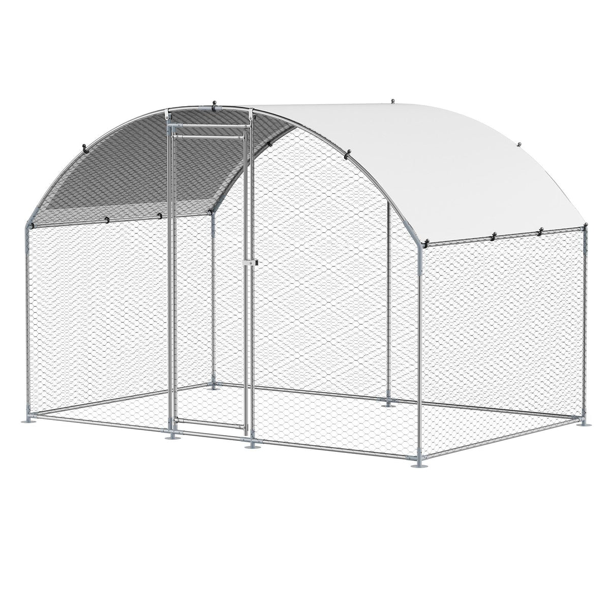 Metal Chicken Coop, 9.8x6.5x6.5ft Large Walk-in Chicken Runs with Cover, Doom Roof Hen House Enclosure with Security Lock, Outdoor Duck Rabbit Cage Poultry Pen for Backyard, Farm, Yard