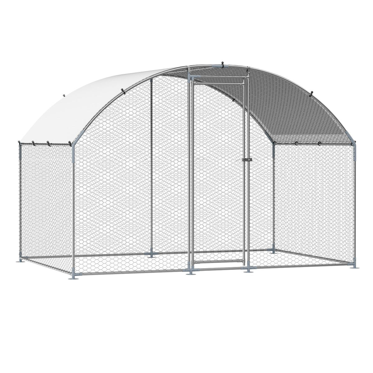 Metal Chicken Coop, 9.8x6.5x6.5ft Large Walk-in Chicken Runs with Cover, Doom Roof Hen House Enclosure with Security Lock, Outdoor Duck Rabbit Cage Poultry Pen for Backyard, Farm, Yard