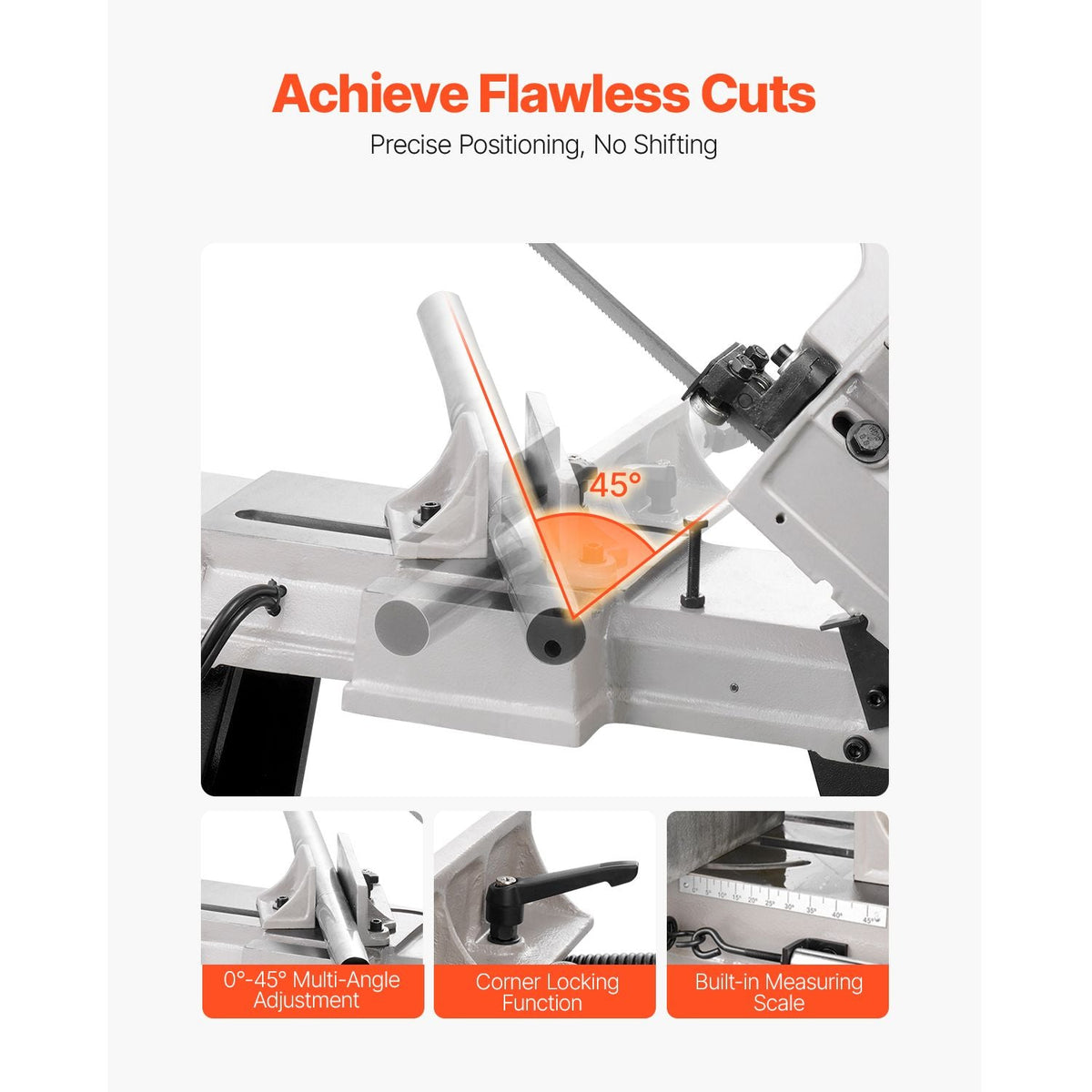 Metal Horizontal Band Saw, 4 in x 6 in Rectangular Cutting Capacity, 110V Metal Vertical Cutting Bandsaw with 550W Motor, 0-45° Angle Adjustment, Variable Speed, for Metal, Wood, and Plastic