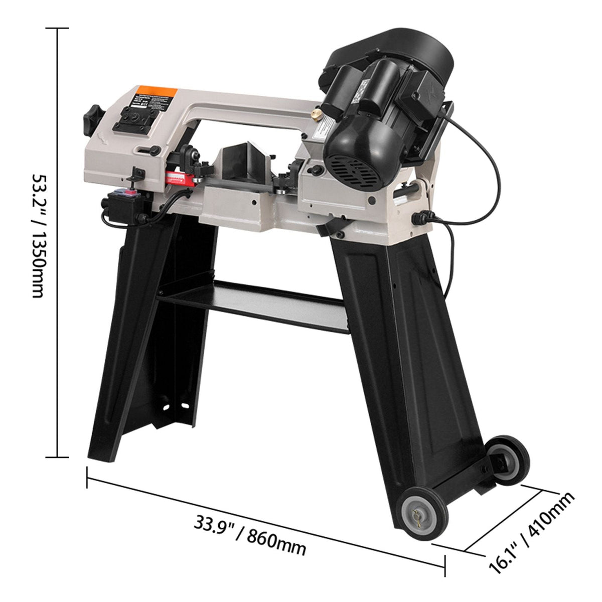 Metal Horizontal Band Saw, 4 in x 6 in Rectangular Cutting Capacity, 110V Metal Vertical Cutting Bandsaw with 550W Motor, 0-45° Angle Adjustment, Variable Speed, for Metal, Wood, and Plastic