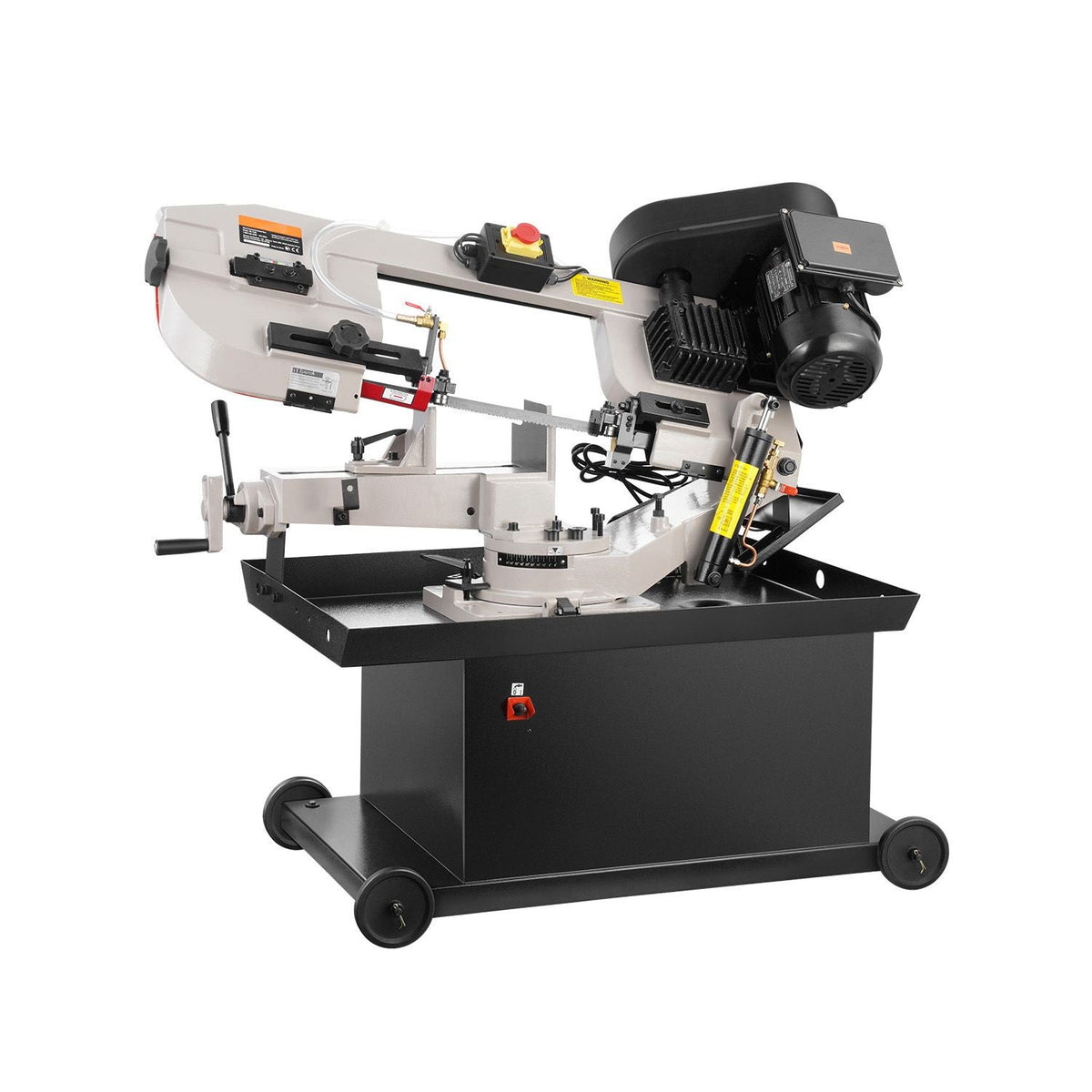 Metal Horizontal Band Saw, 7 x 8.25 in Rectangular Cutting Capacity, 110/220V Vertical Cutting Bandsaw with 1.1 kW Motor, 0-45° Angle Adjustment, Variable Speed, for Metal, Wood, and Plastic