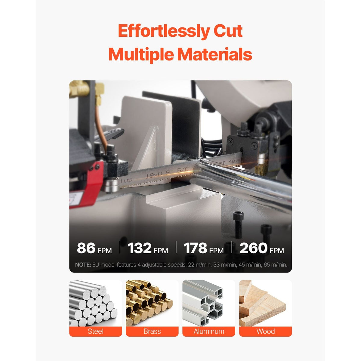 Metal Horizontal Band Saw, 7 x 8.25 in Rectangular Cutting Capacity, 110/220V Vertical Cutting Bandsaw with 1.1 kW Motor, 0-45° Angle Adjustment, Variable Speed, for Metal, Wood, and Plastic