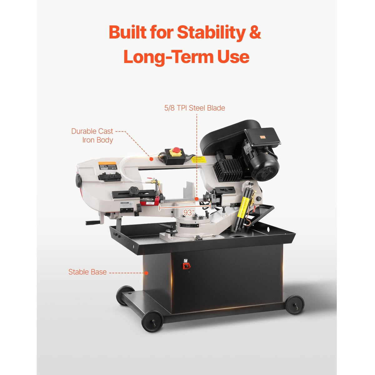Metal Horizontal Band Saw, 7 x 8.25 in Rectangular Cutting Capacity, 110/220V Vertical Cutting Bandsaw with 1.1 kW Motor, 0-45° Angle Adjustment, Variable Speed, for Metal, Wood, and Plastic