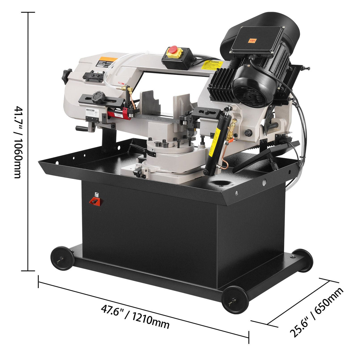 Metal Horizontal Band Saw, 7 x 8.25 in Rectangular Cutting Capacity, 110/220V Vertical Cutting Bandsaw with 1.1 kW Motor, 0-45° Angle Adjustment, Variable Speed, for Metal, Wood, and Plastic