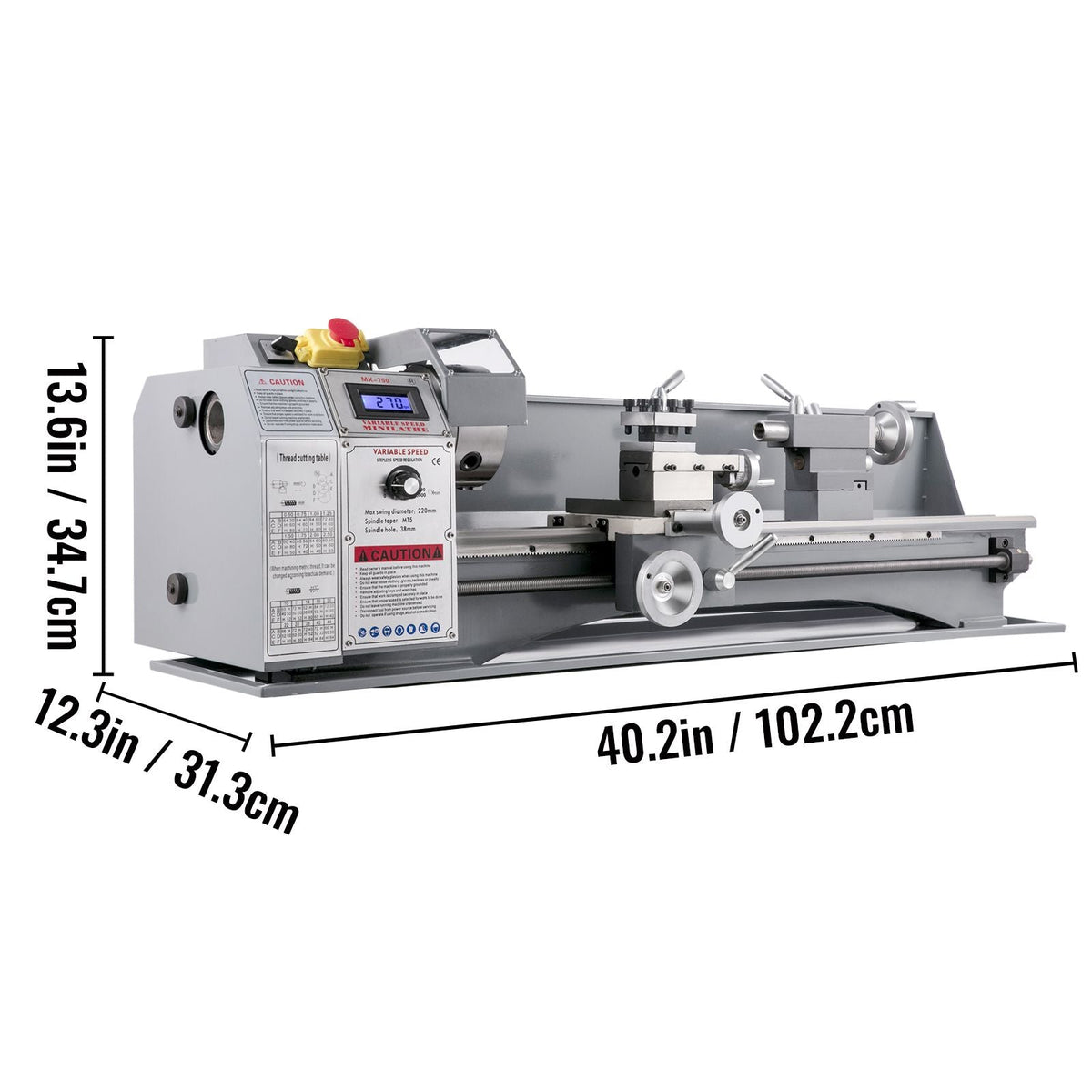 Metal Lathe 8.7 x 29.5 Inch/220 x 750MM Mini Metal Lathe 1.1KW Infinitely Variable Speed Mini Lathe Machine LED Screen for Counter Face Turning Driling