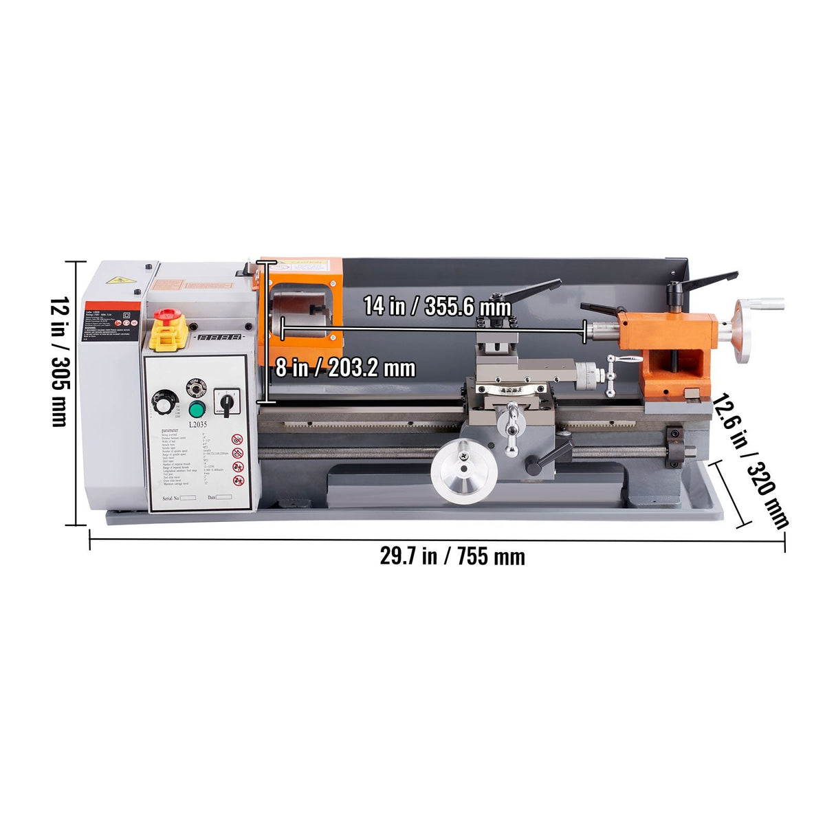 Metal Lathe Machine, 7.87'' x 13.78'', Precision Benchtop Power Metal Lathe,, 50-2500 RPM Continuously Variable Speed, 600W Brush Motor Metal Gears, with Tool Box for Processing Precision Parts
