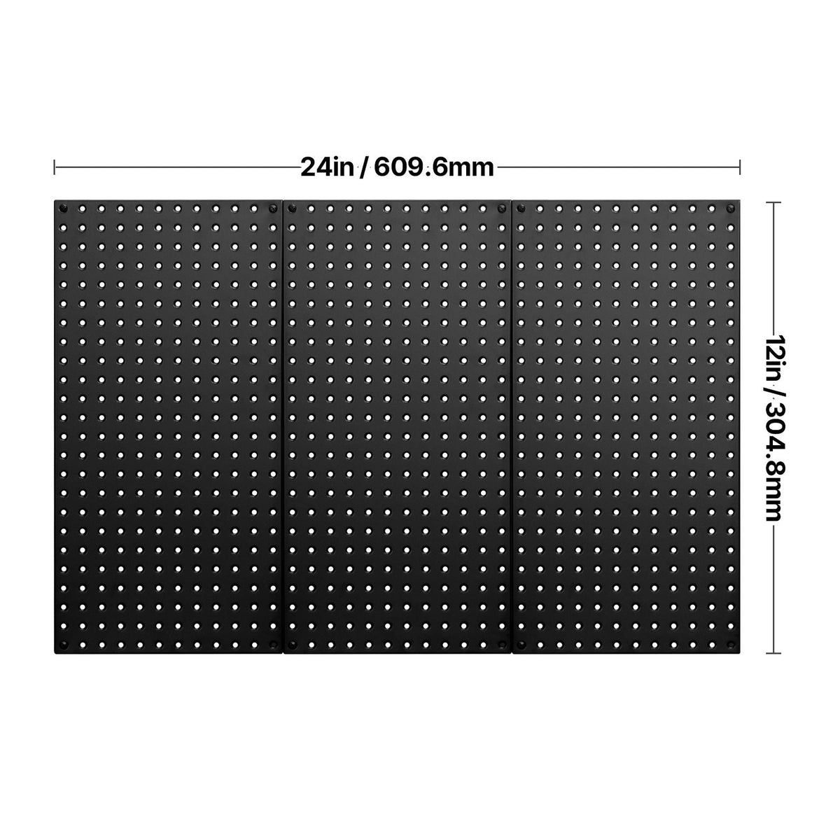 Metal Pegboard Panels, 24" x 12" Pegboard, 3 Panels, Heavy Duty Steel Peg Board Wall Organizer, for Living Room Garage Tool Storage Workbench Office Organization Craft Room Kitchen Home, Black