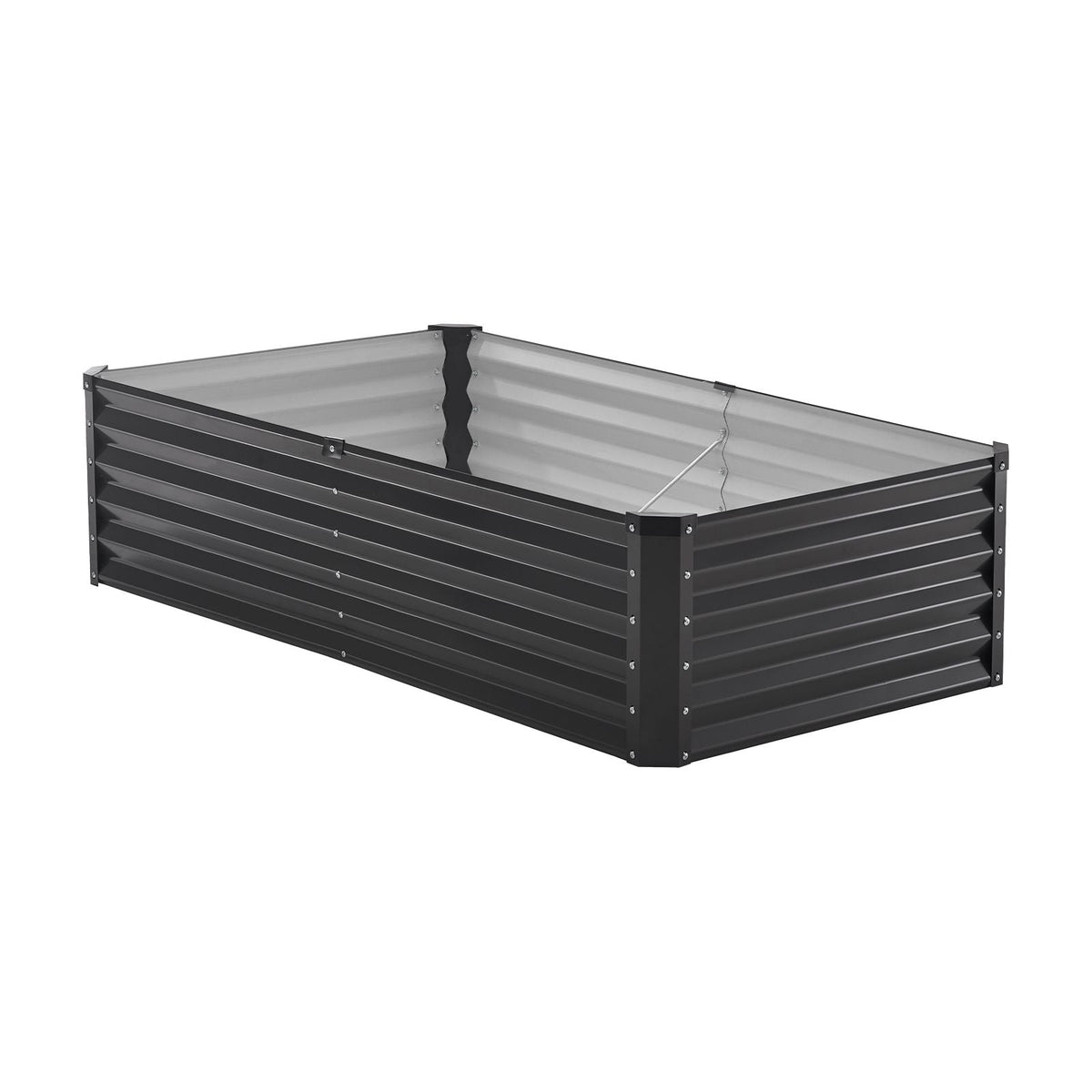 Metal Raised Garden Bed, 6 x 3 x 1.5 ft Outdoor Galvanized Planter Box, with Open Bottom, Large Planter Raised Bed for Gardening Vegetables, Flowers, Herbs, and Succulent Plants, Dark Gray