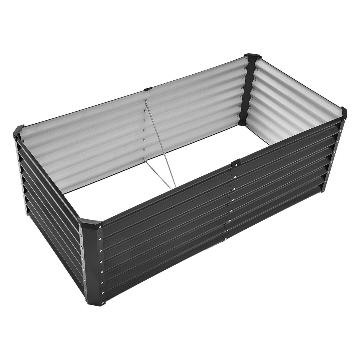 Metal Raised Garden Bed, 6 x 3 x 2 ft Outdoor Galvanized Planter Box, with Open Bottom, Large Planter Raised Bed for Gardening Vegetables, Flowers, Herbs, and Succulent Plants, Dark Gray