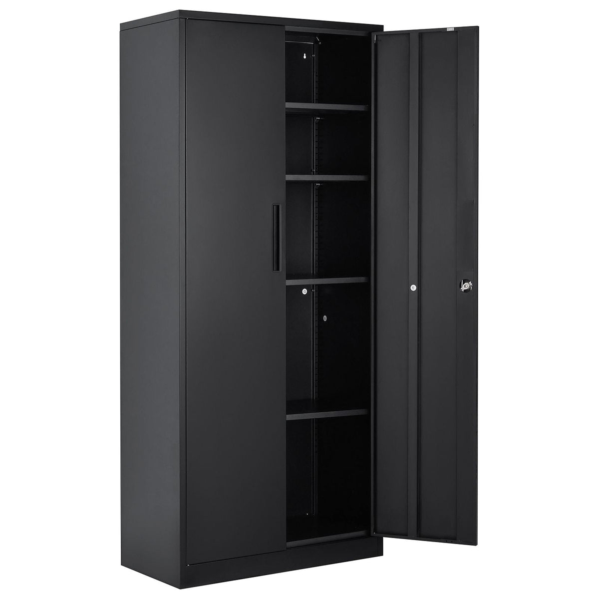 Metal Storage Cabinet, Steel Locking Storage Cabinet with 2 Magnetic Doors and 4 Adjustable Shelves, 71'' Metal Cabinet 200 lbs Capacity per Shelf with 3 Keys, for Office, Home, Garage, Black