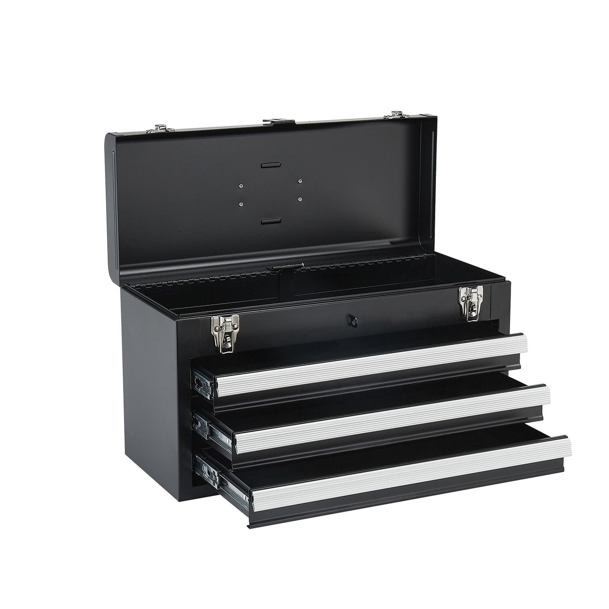 Metal Tool Box, 20.5-inch, Portable Metal Tool Box with 3 Drawers, Small Tool Chest with EVA Liners, Ball Bearing Slide Drawers Locking & Powder Coated Finish, Multi-Function Tool Organizer