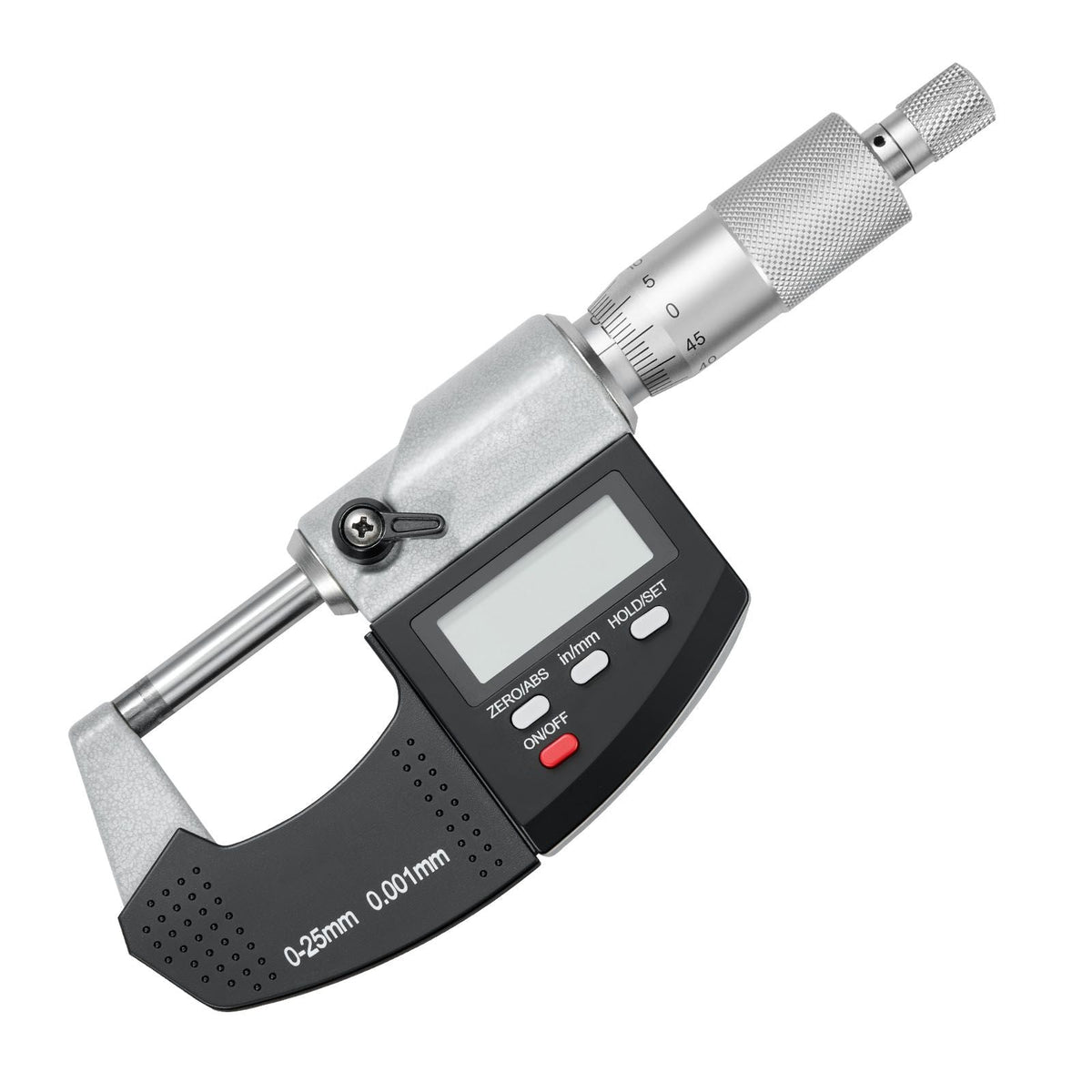 Micrometer Set, Digital Outside Micrometer 0-1 inch Measuring Range, 0.00005" Resolution, Ultra-Precision 0.0001 Accuracy, LCD Screen, in/mm Switch, Carbide Tip, with Protective Case