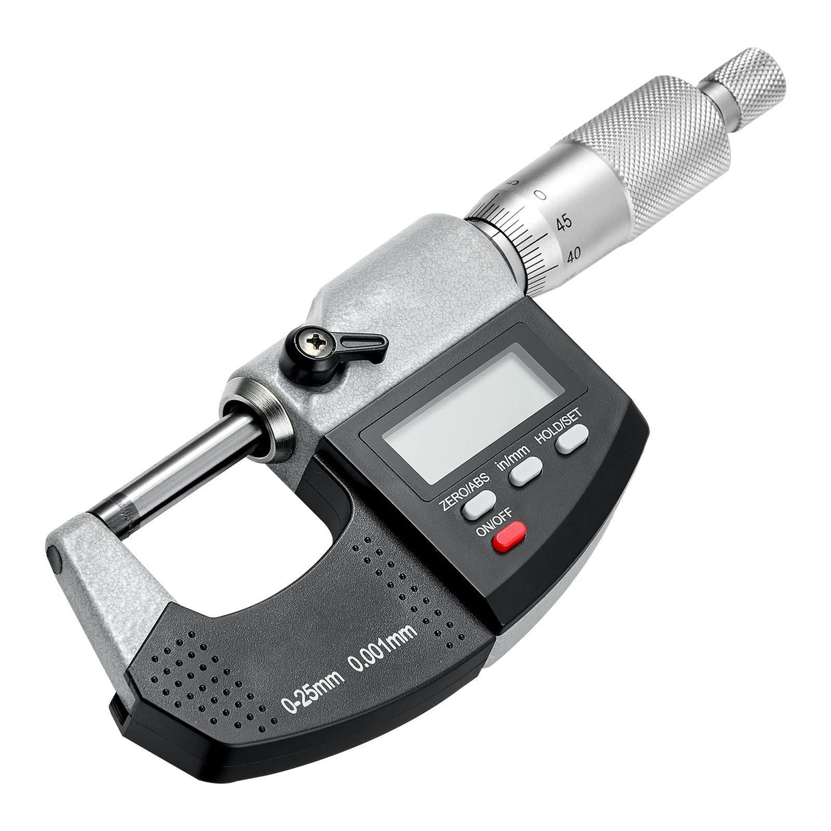 Micrometer Set, Digital Outside Micrometer 0-1 inch Measuring Range, 0.00005" Resolution, Ultra-Precision 0.0001 Accuracy, LCD Screen, in/mm Switch, Carbide Tip, with Protective Case