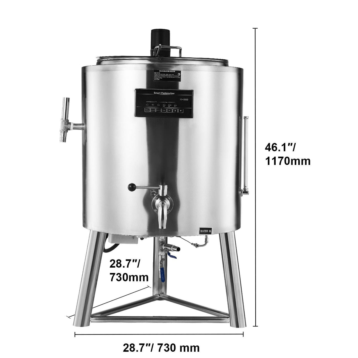 Milk Pasteurizer 100L, Commercial Milk Pasteurization Machine, Food Grade 304 Stainless Steel, Professional Pasteurization with Time and Temperature Control, for Milk Juice Yogurt Sterilization