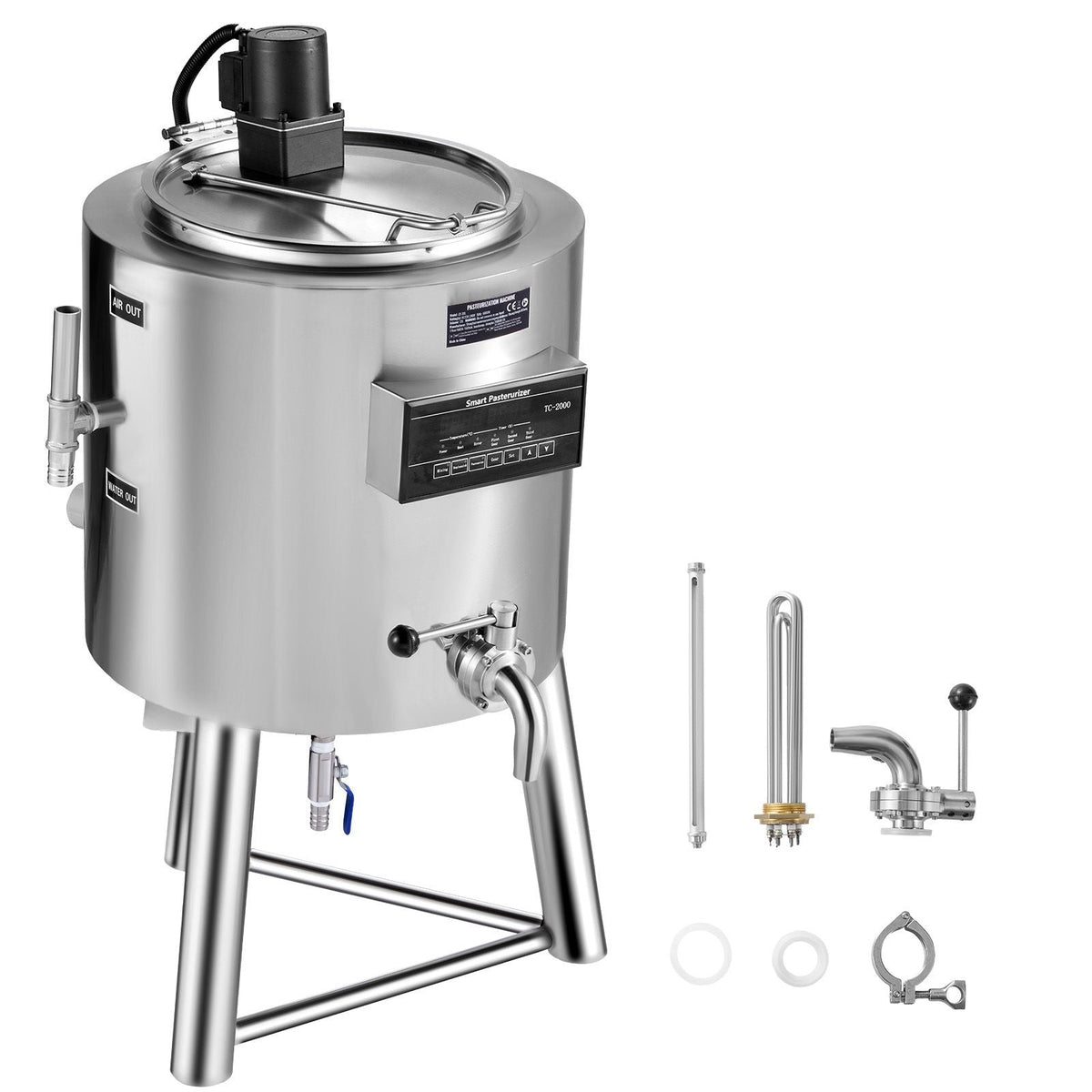 Milk Pasteurizer 30L, Commercial Milk Pasteurization Machine, Food Grade 304 Stainless Steel, Professional Pasteurization with Time and Temperature Control, for Milk Juice Yogurt Sterilization
