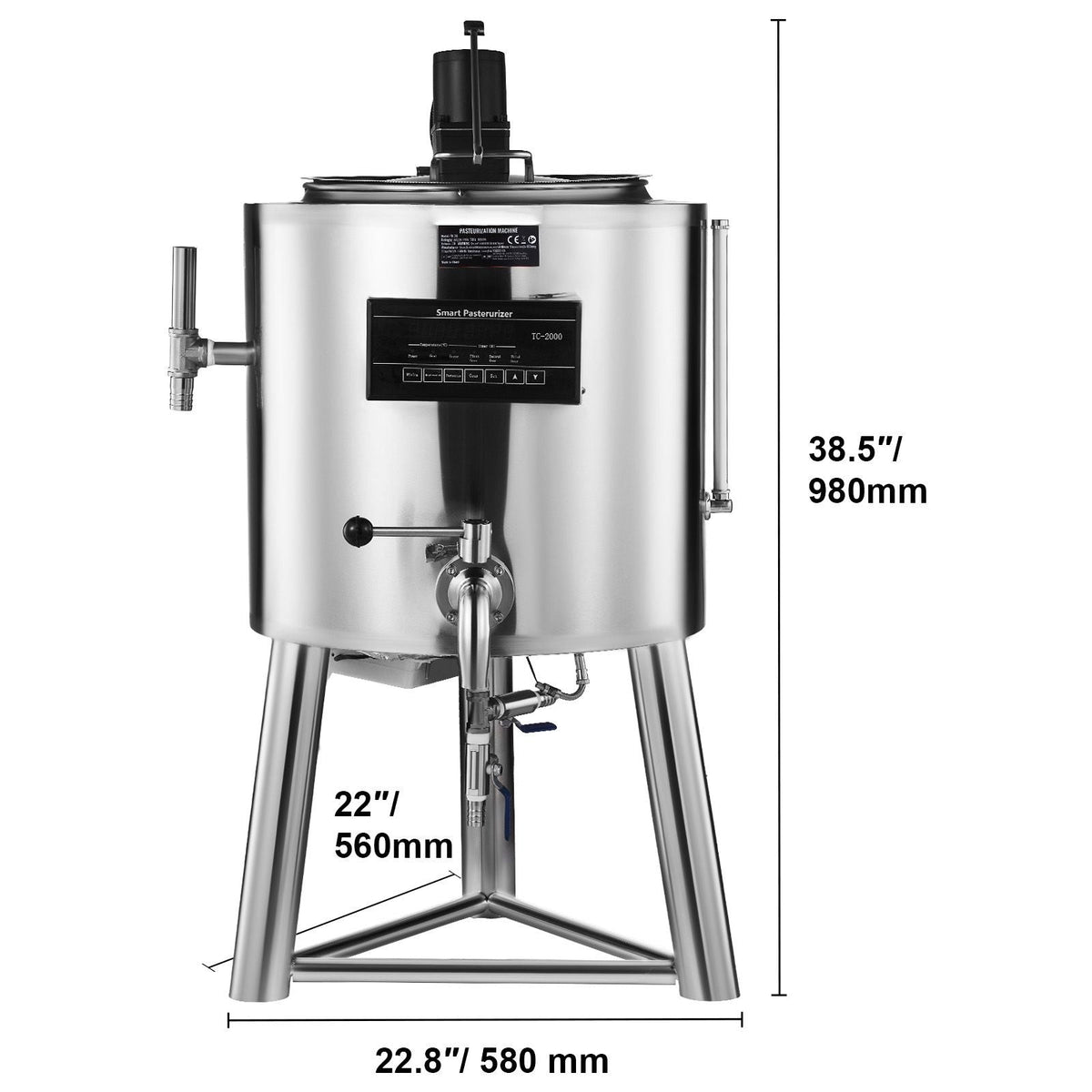 Milk Pasteurizer 30L, Commercial Milk Pasteurization Machine, Food Grade 304 Stainless Steel, Professional Pasteurization with Time and Temperature Control, for Milk Juice Yogurt Sterilization