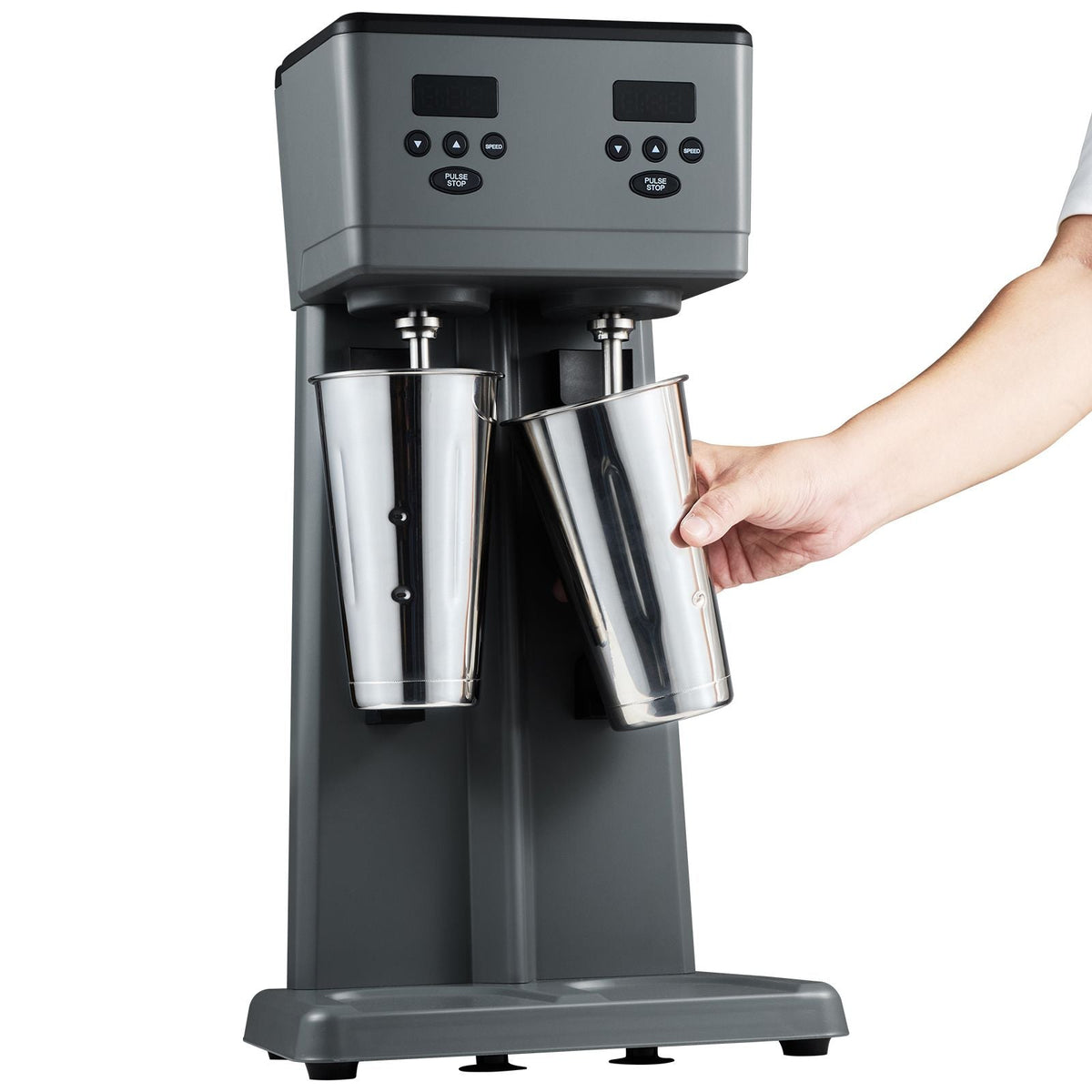 Milkshake Maker, 375W x 2 Electric Milkshake Machine, Commercial Double Heads Drink Mixer Blender, LED Intelligent Microswitch, 3-Speed Milkshake Mixer with 2 x 820 ml Stainless Steel Cups