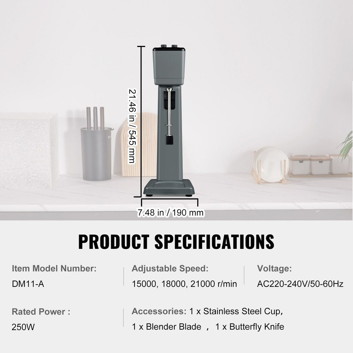 Milkshake Maker Machine, 375W Commercial Milk Shake Maker Mixer, Single Head Drink Mixer Blender Machine, 3-Speed Milkshake Blender with 27.7oz Stainless Steel Cup for Commercial