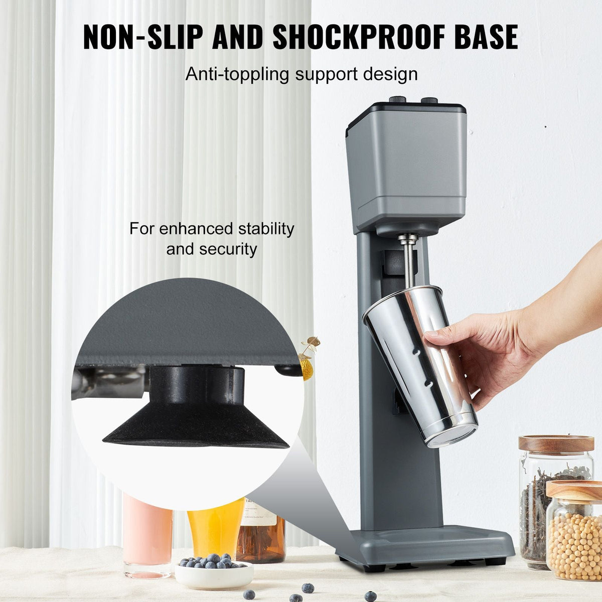 Milkshake Maker Machine, 375W Commercial Milk Shake Maker Mixer, Single Head Drink Mixer Blender Machine, 3-Speed Milkshake Blender with 27.7oz Stainless Steel Cup for Commercial