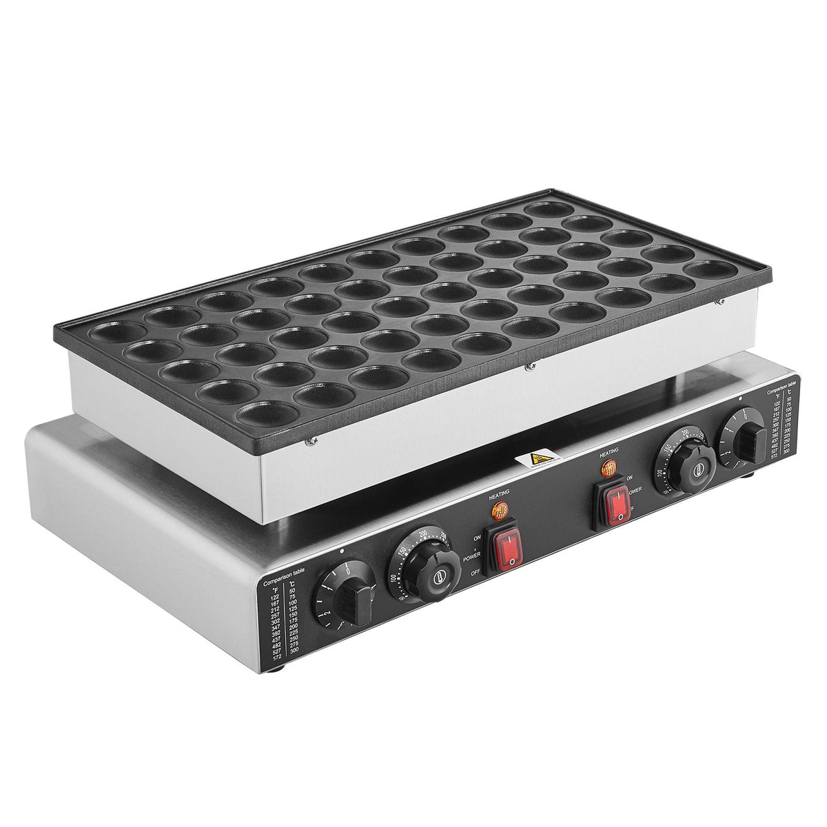 Mini Dutch Pancake Maker, 50PCS 43mm Diameter Dorayaki Baker Machine, 1700W Commercial Electric Poffertjes Grill, Non-stick Stainless Steel, Dual Temp & Time Control, for Home Kitchen Restaurant